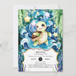 Whimiscal Children's Turtle Birthday Inbjudningar