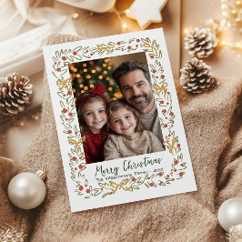 Whimiscal Christmas Wreath & Bows Photo Card Julkort