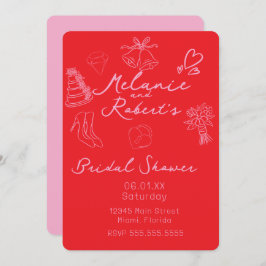 Whimiscal Doodles Bright Pink Bridal Shower  Spara Datumet