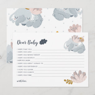 Whimiscal Elephant-blommor önskemål för baby Julkort