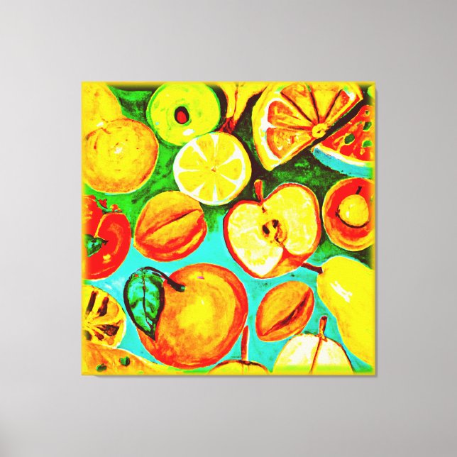 Whimiscal Fruit Mönster. Köp nu Canvastryck (Framsida)