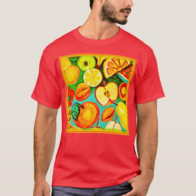 Whimiscal Fruit Mönster. Köp nu T Shirt (Framsida)