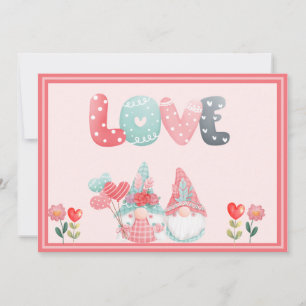 Whimiscal Gnome Couple Valentine-kort Julkort