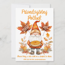 Whimiscal Gnome Friendsgiving-inbjudan