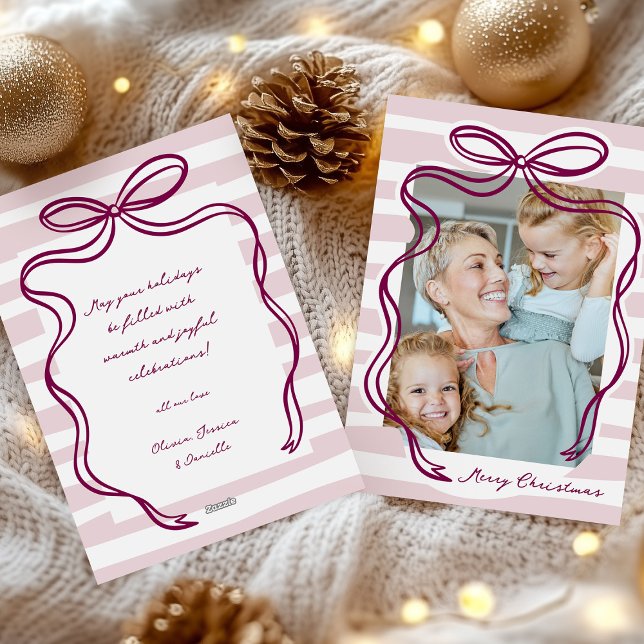 Whimiscal Hand-dragen Bow Ram Photo-jul Julkort (Skapare uppladdad)