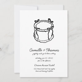 Whimiscal Hand Drawn Cake Wedding bjudande Spara Datumet