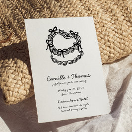 Whimiscal Hand Drawn Cake Wedding bjudande Spara Datumet