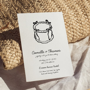 Whimiscal Hand Drawn Cake Wedding bjudande Spara Datumet