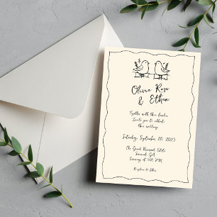 Whimiscal Hand-Drawn/Doodle Wedding bjudande Magnetisk Inbjudningskort