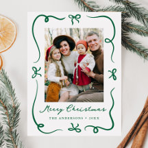 Whimiscal Hand-Drawn Grönt Bows Photo-jul