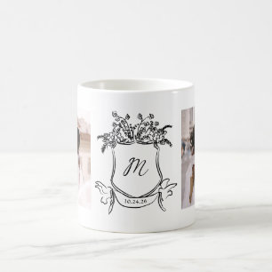Whimiscal Hand Drawn Vapensköld Monogram och fot Kaffemugg