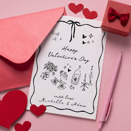 Whimiscal, hand plockade inslag Valentindagen Julkort