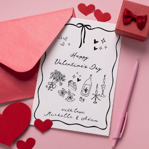 Whimiscal, hand plockade inslag Valentindagen Julkort