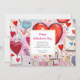 Whimiscal Hearts and Kärlek Brev Valentine Day Julkort