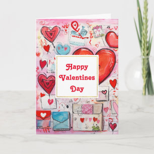 Whimiscal Hearts and Kärlek Brev Valentine Day Kort