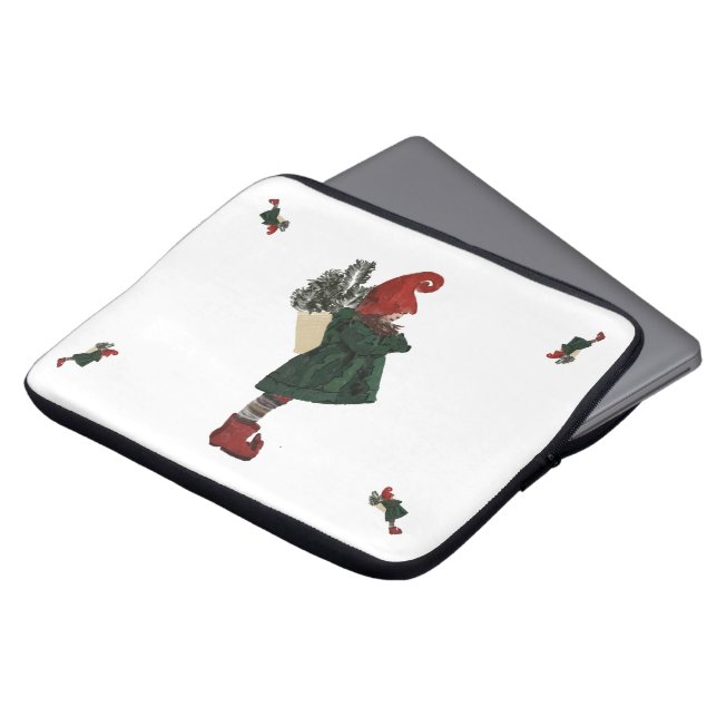 Whimiscal jul Gnome Laptop sleeve 13 tum | (Framsida topp)