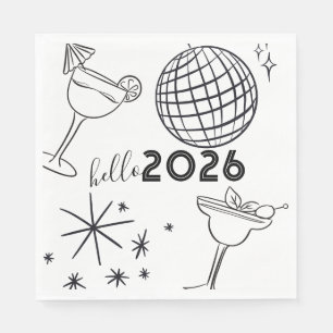 Whimiscal Krafsings Hej 2026 Nyår Guld Pappersservett