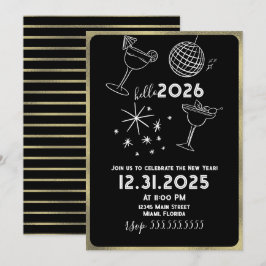 Whimiscal Krafsings Hello 2026 Nyår Guld Julkort