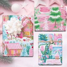 Whimiscal Pastel Rosa Gingerbröd Village