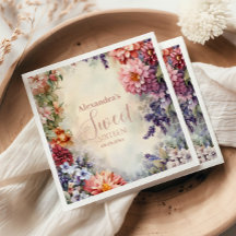 Whimiscal Pastel Wildblommor Sweet 16