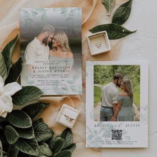 Whimiscal Photo Eucalyptus Wedding bjudande Inbjudningar