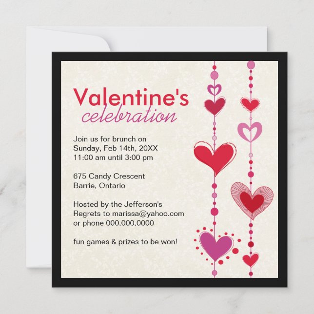 Whimiscal Valentines Day Party bjudan Inbjudningar (Framsida)