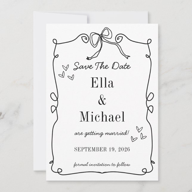 Whimiscal Wedding bjudits in till Hand plockade Bo Inbjudningar (Framsida)