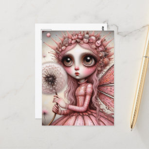 Whimisisk Rosa Dandelion Fairy Vykort