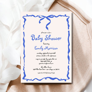 Whimisky Blue Bow Boy Shower Inbjudningar