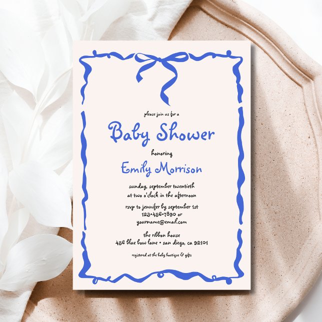 Whimisky Blue Bow Boy Shower Inbjudningar (Skapare uppladdad)