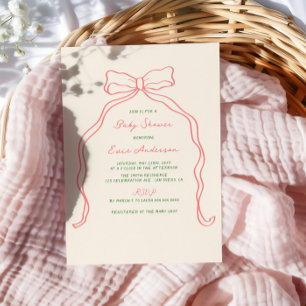 Whimisky Quirky Handsigned Bow Baby Shower Inbjudningar