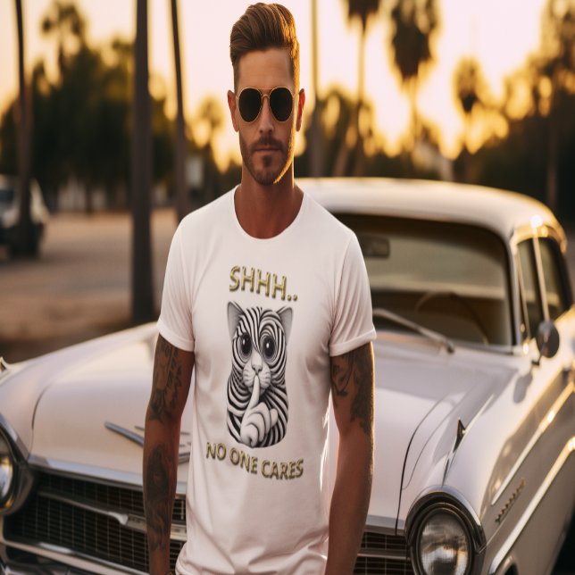 Whimissic Silence Zebra-Stripe Cats lekfull Gag T Shirt (Skapare uppladdad)