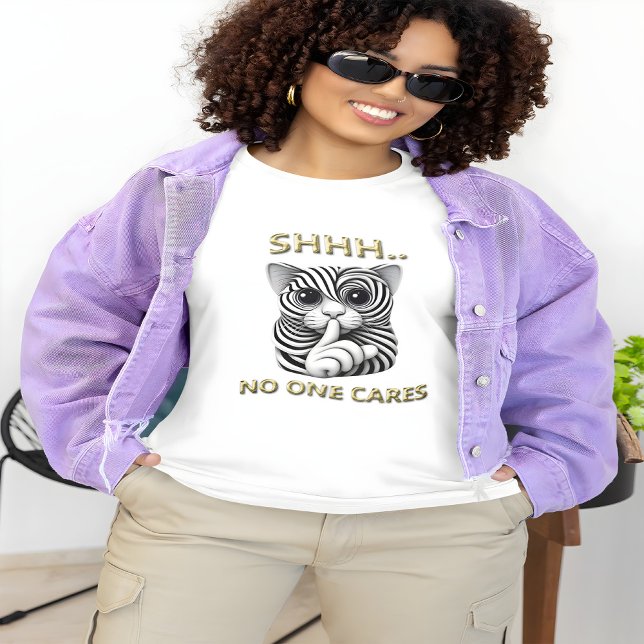 Whimissic Silence Zebra-Stripe Cats lekfull Gag T Shirt (Skapare uppladdad)