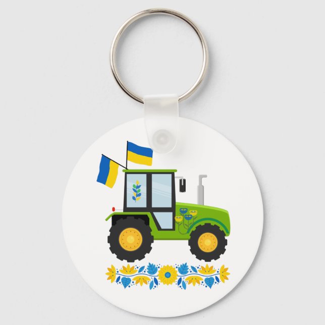 Whimissical Ukraina Tractor Nyckelring (Framsida)