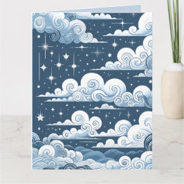 Whimissik Blue Celestial Baby Shower Kort