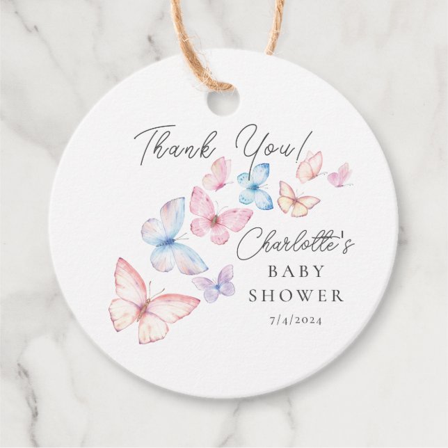 Whimissik Butterflies Baby Shower Gåvor Etiketter (Framsida)