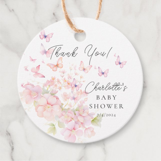 Whimissik Butterflies Baby Shower Gåvor Etiketter (Framsida)