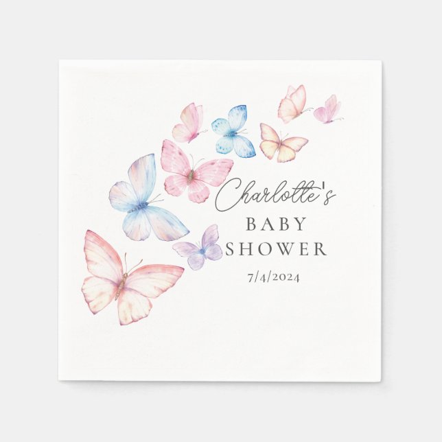 Whimissik Butterflies Baby Shower Pappersservett (Framsidan)