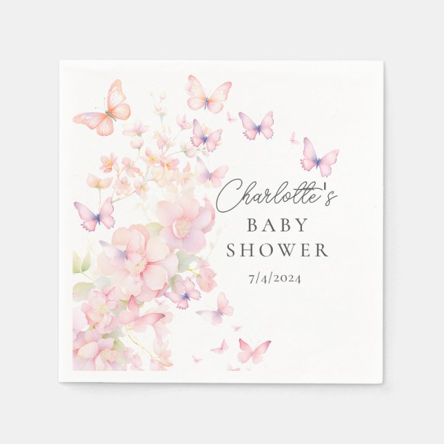 Whimissik Butterflies Baby Shower Pappersservett (Framsidan)