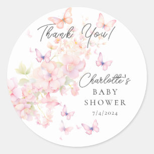 Whimissik Butterflies Baby Shower Runt Klistermärke