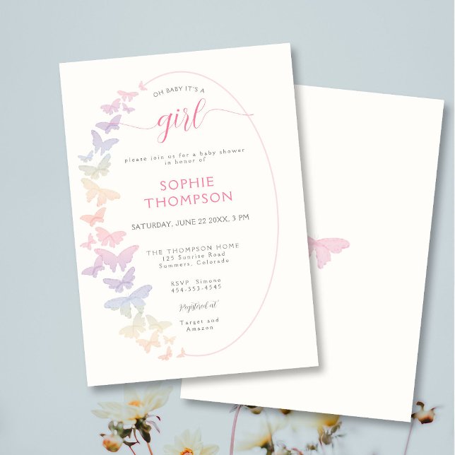 Whimissik Butterflies Boho Ram Girl Baby Shower Inbjudningar (Skapare uppladdad)