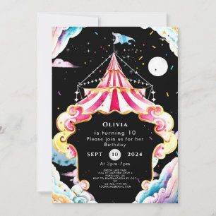 Whimissik Children Circus Birthday Inbjudningar
