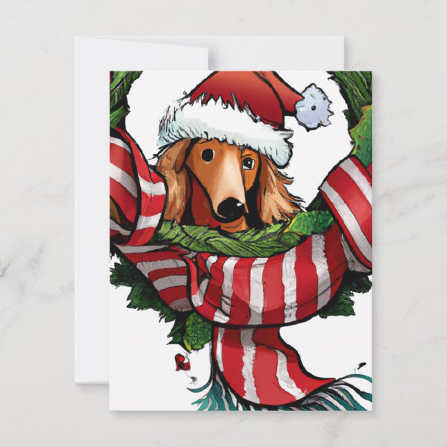 Whimissik Dachshund och God Jul Hälsning Julkort (Framsida)