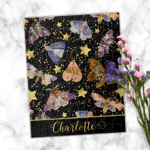 Whimissik Natt Moth Butterflies Glitter Star Namn Pussel