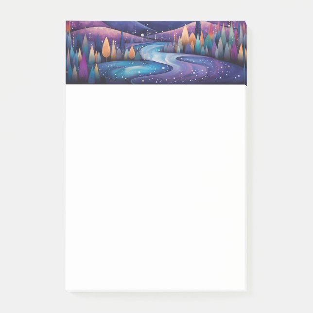 Whimissik Nattflod, Träd och berg Post-it Block (Framsida)