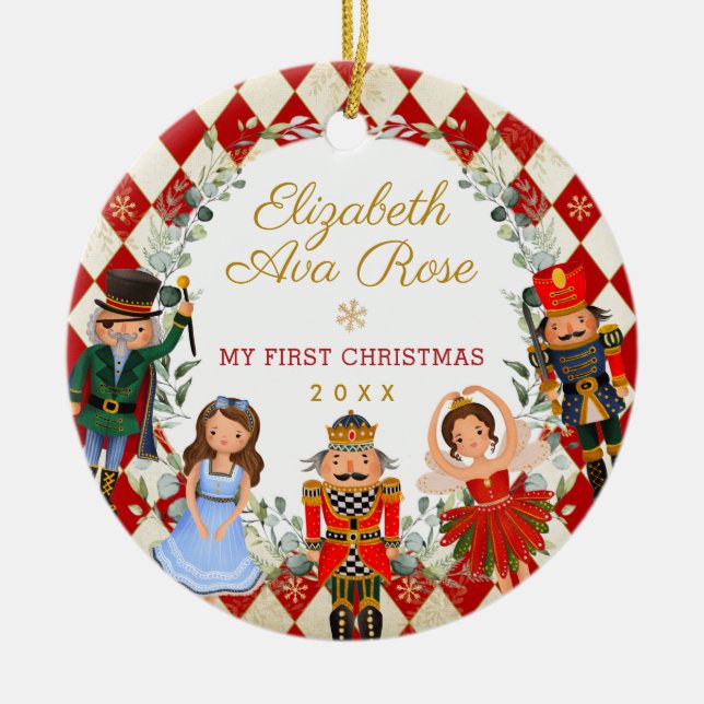 Whimissik Nutcracker Baby 1:a jul Julgransprydnad Keramik (Framsidan)