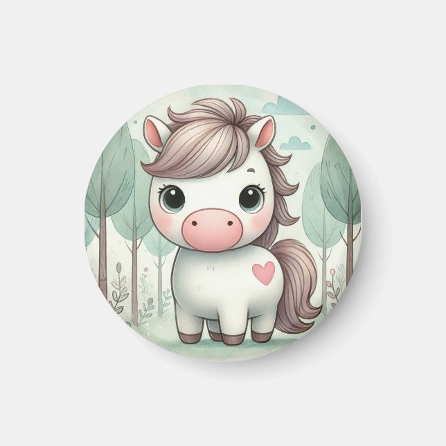 Whimissik Pony i en pastel Forest Magnet (Framsidan)