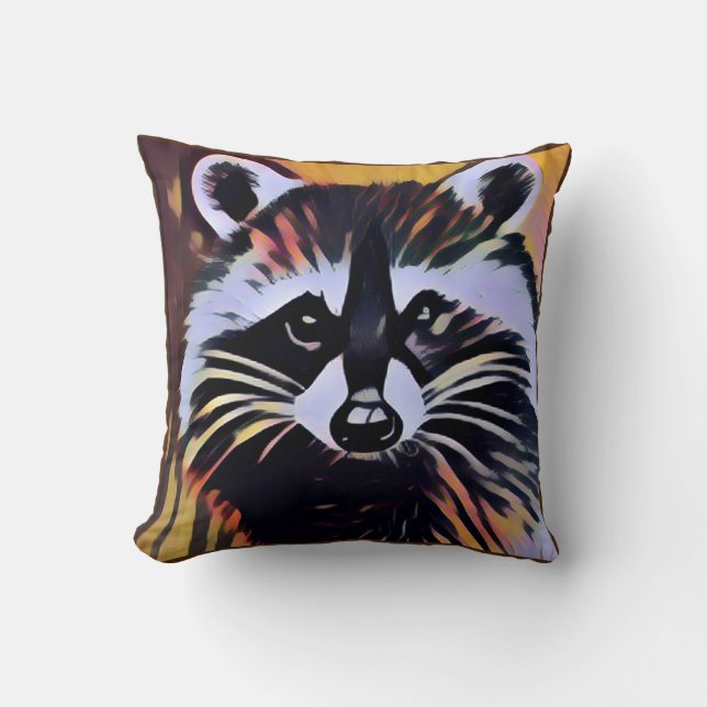 Whimissik Raccoon - en naturinspirerad design Kudde (Framsida)