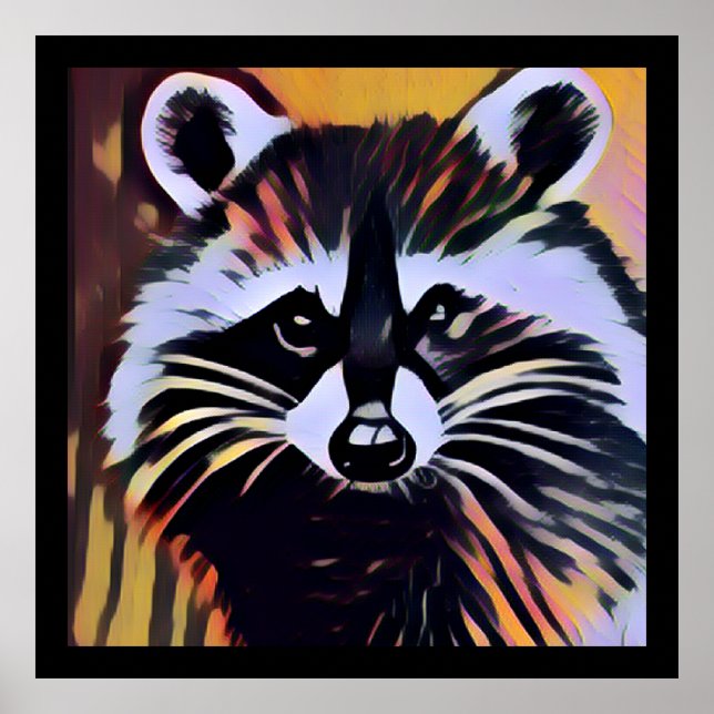 Whimissik Raccoon - en naturinspirerad design Poster (Framsidan)