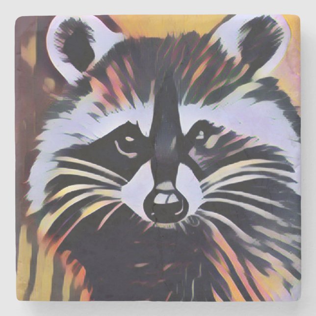 Whimissik Raccoon - en naturinspirerad design Stenunderlägg (Framsidan)